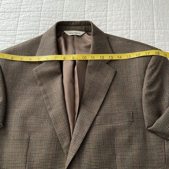 Pronto Uomo Sport Coat Blazer 40R 100% Wool Brown Micro Check - Picture 8 of 13